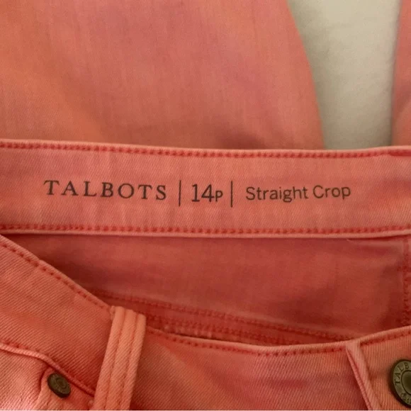 Talbots Straight Leg Crop Women’s Pink Denim Cropped Jeans. Size 14P - Picture 4 of 5